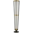thumbnail image 2 of Possini Euro Design Vista Mid Century Modern Torchiere Floor Lamp 68" Tall Brass Gunmetal Gray Off White Linen Cone Shade for Living Room Bedroom Home, 2 of 9