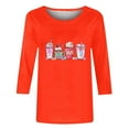 thumbnail image 5 of Penkiiy T-shirt de Mode pour Femmes de la Saint-Valentin Imprimé Manches 3/4 Blouse Col Rond Hauts Décontractés S Orange, 5 of 5
