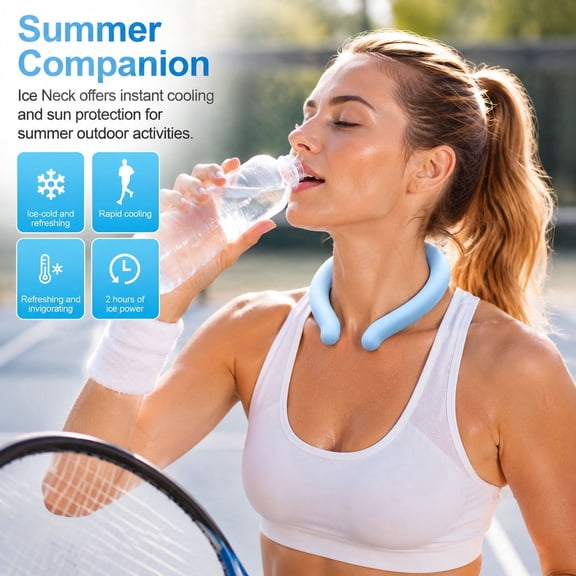 Ice Cooling Neck Ring, Reusable Summer Neck Cooler for Running, Fitness, Outdoor Work, Tennis & Travel