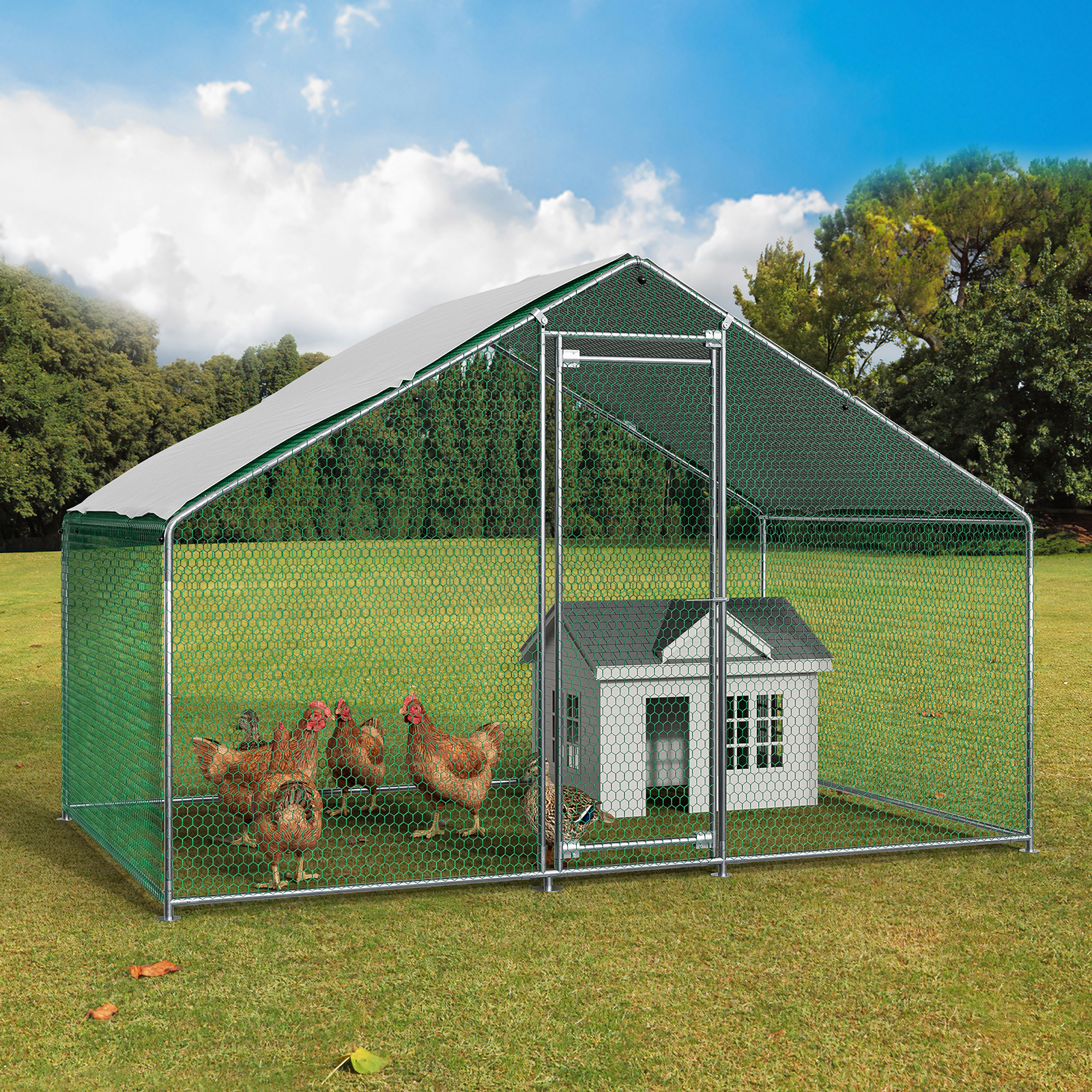 Oarlike Metal Chicken Coop for 10 Chickens Large Chicken Runs for Yard