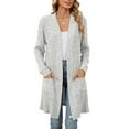 thumbnail image 6 of Durtebeua Lightweight Summer Cardigan for Women Sleeve Oversized Open Front Knitted Cardigan Light Gray,S, 6 of 7