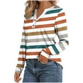 thumbnail image 4 of Qepwsc Women's Tops Casual Shirts Long Sleeve Tops Beach Tunic Shirts Stripe Print Spring Fall Top Basic Tees Going Out Top Graphic Tees Blouses Tops Shirts Loose Fits S_ XXXL, 4 of 5