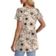 thumbnail image 5 of Camisetas OFEEFAN para mujer, cuello en V, manga corta, estampado floral, beige, L, 5 of 5