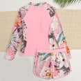 thumbnail image 5 of hengsof Girls Summer Fashion Printed Two Piece Swimsuit Set Long Sleeve Zip Up Rash Guard Elastic Waist Shorts Swimsuit with Built in Pads Surf Beach Vacation Swimsuit Set, 5 of 8