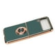 thumbnail image 4 of Funda protectora para teléfono inteligente con soporte magnético para el dedo y rotación de 360 grados para Z Flip 3, color verde medianoche, 4 of 5