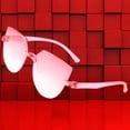 thumbnail image 4 of Gafas de sol vintage sin montura para mujer, con lentes degradadas irregulares y corte de diamante, de policarbonato transparente, ideales para el verano y la playa. Rosa degradado, 4 of 9