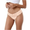thumbnail image 2 of YWDJ Womens Thong Underwear Lace Lightweight No Show Sexy Lace Underwear Comfortable and Slim Hollowed Out Solid Panties Briefs Beige L, 2 of 4