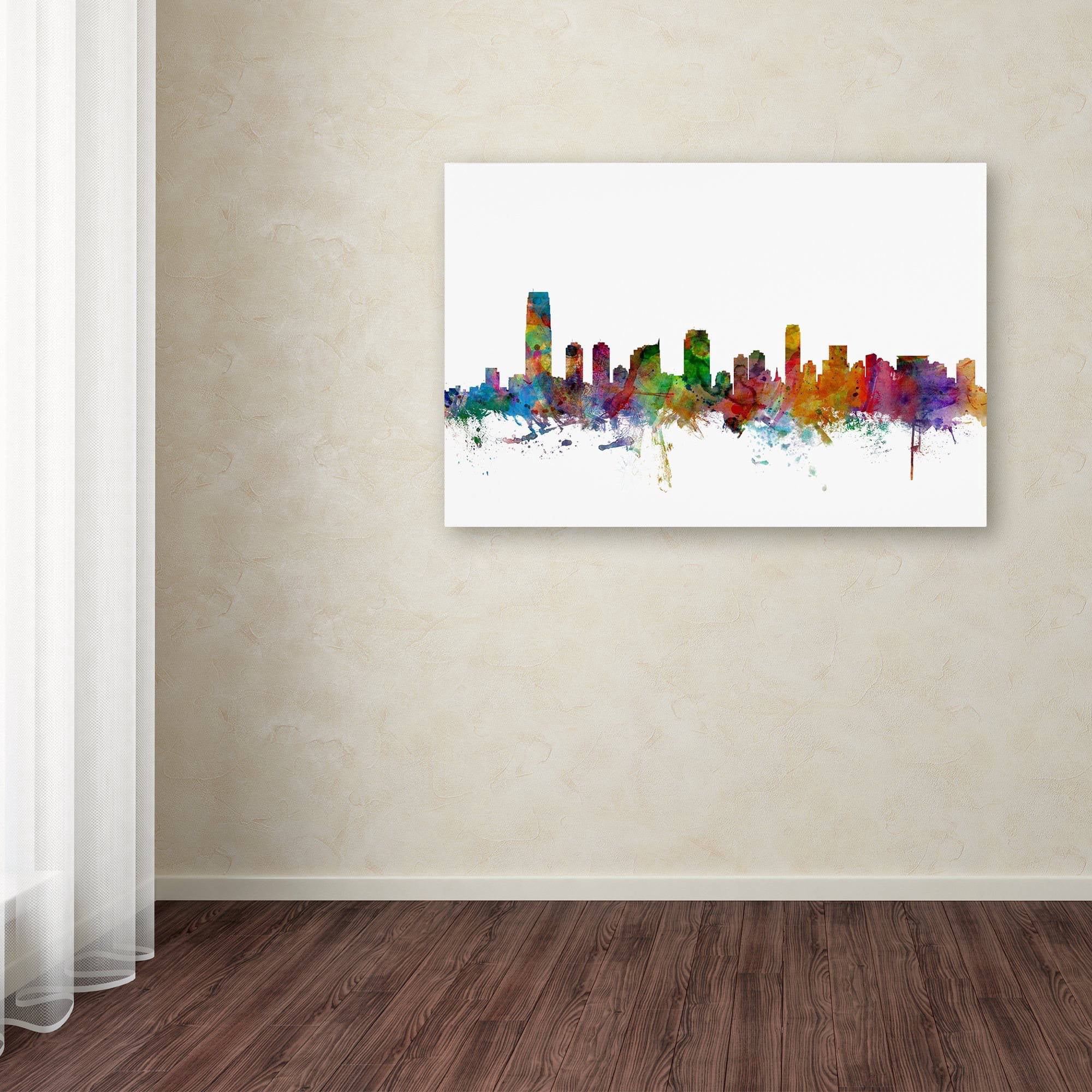 Trademark Fine Art "Jersey City New Jersey Skyline" Canvas Art by Michael Tompsett