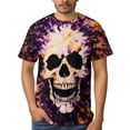 thumbnail image 4 of LAOLIUSN Men's Laughing Skull T-Shirt, Purple and Orange Tie-Dye Graphic Tee, 3D Printed Stretch Top,4XL, 4 of 7