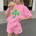thumbnail image 5 of NAISIBABY Girls St Patrick's Day Outfit Set, Graphic Short Sleeve T-Shirt and Shorts 2-Piece Casual Fashion Festival Clothes Pink 4T, 5 of 6
