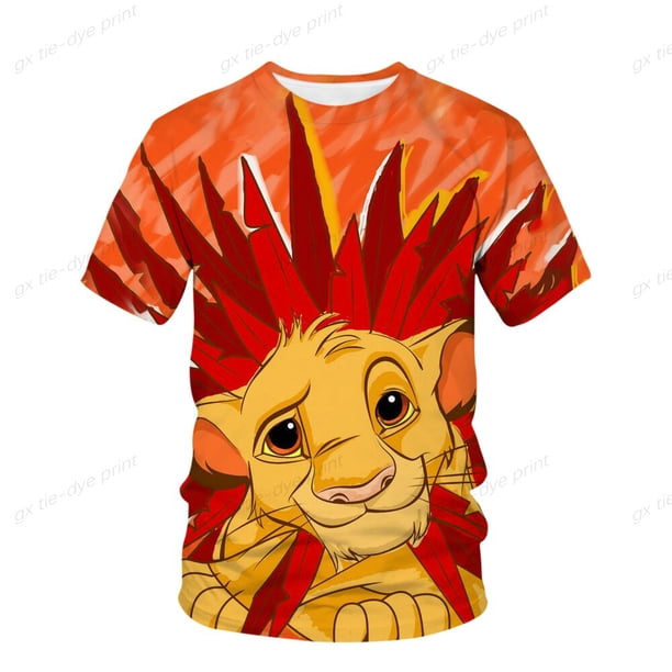 Disney Lion King Simba 3D PrintedAnime niños camiseta verano Casual lindo niños niñas camiseta Tops cuello redondo niños camisa Anime Clothing150 Gao Jinjia LED