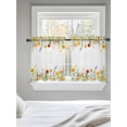 thumbnail image 5 of Sunflower Botanical Tier Curtains 36 Inch Length, Sheer Curtains for Bedroom Living Room Window Farmhouse Spring Floral Rod Pocket Voile Drapes Kitchen Curtains Small Half Window 27.5"x36" 2 Panels, 5 of 6