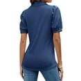 thumbnail image 4 of STARNC Women Lapel Collar Button Puff Short Sleeve Top, 4 of 4