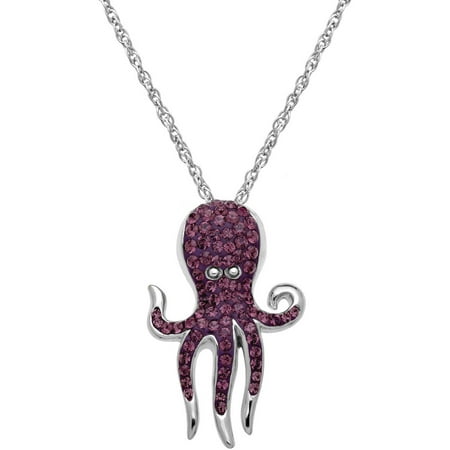 Luminesse Swarovski Element Sterling Silver Octopus Pendant, 18