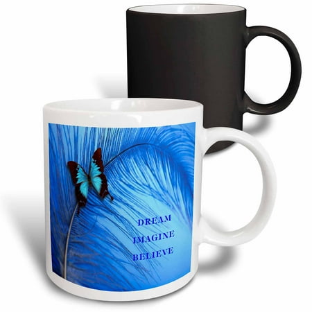 

3dRose Butterfly On Blue Feathers Magic Transforming Mug 11oz
