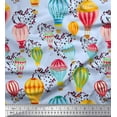 thumbnail image 1 of Soimoi Japan Crepe Satin Fabric Heart & Hot Air Balloon Holiday Print Sewing Fabric Yard 42 Inch Wide, 1 of 1