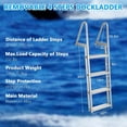 thumbnail image 2 of 3 Steps Removable DockInclined Ladder, 350lbs Load Capacity, Detachable Aluminum Swimming Ladder, Nonslip, for Lake, Marine Boarding, Pool, 2 of 7