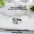 thumbnail image 3 of Solitaire 3 Ct Oval Engagement Ring for Women Sterling Silver CZ Ginger Lyne Collection, 3 of 6
