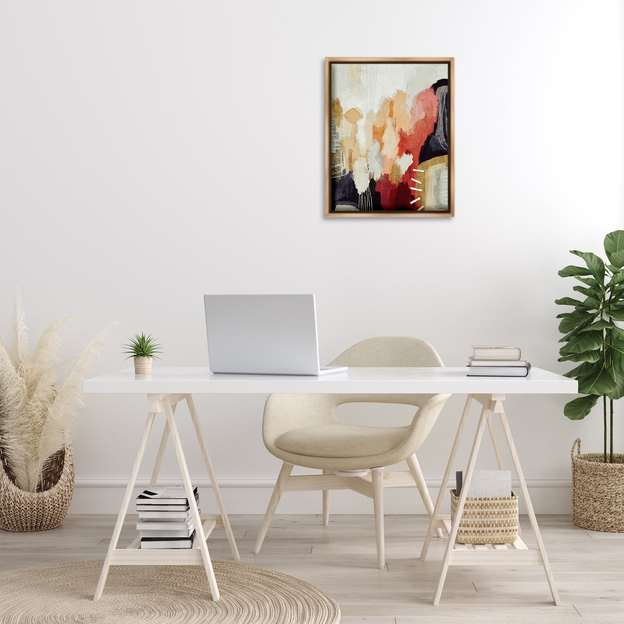 Stupell Industries Abstract Tan Southwestern Abstract Painting Brown Floater Framed Canvas Art Print Wall Art, 17 x 21