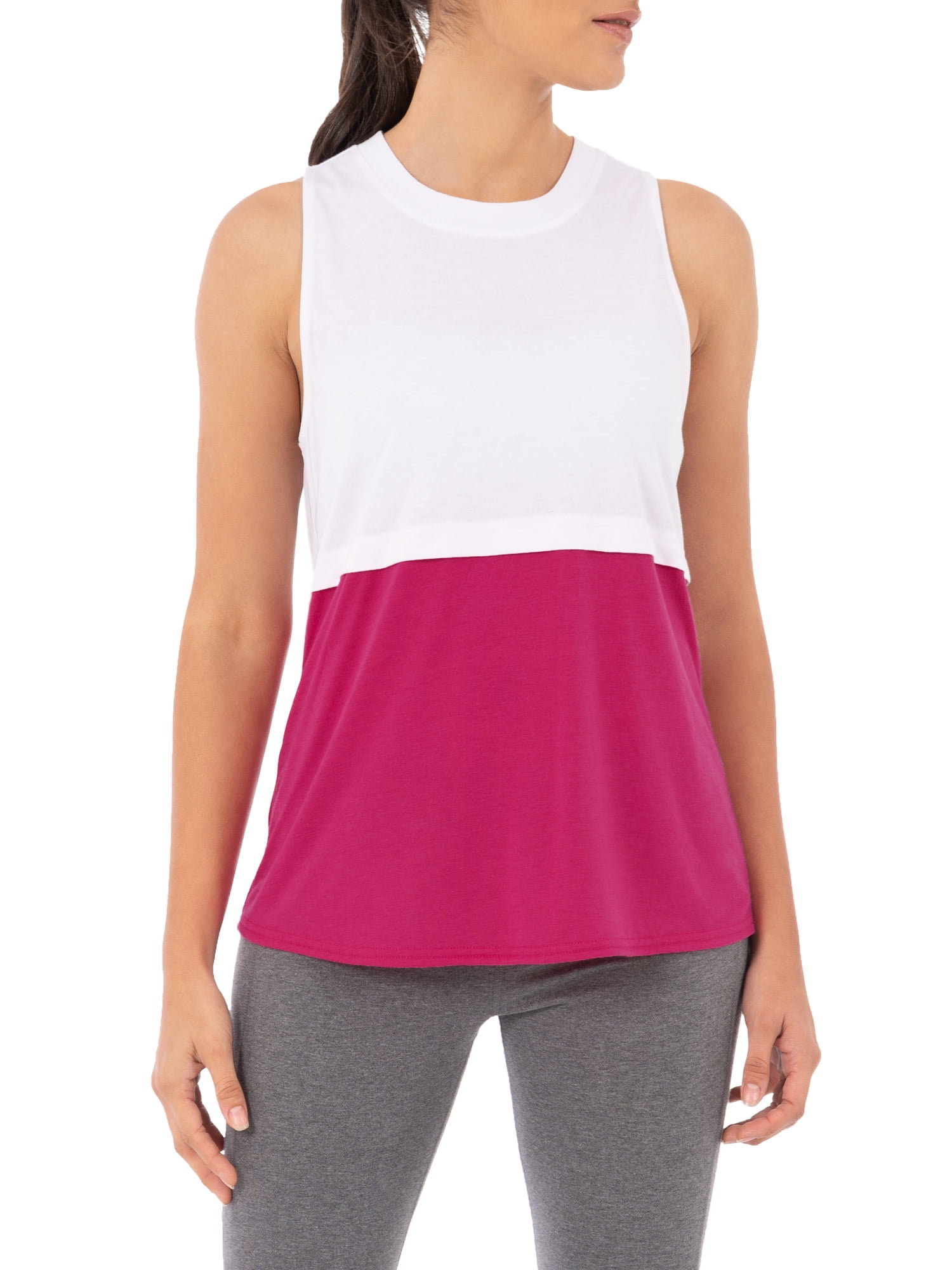 Athletic Works Women's Athleisure Colorblock 2fer Tank