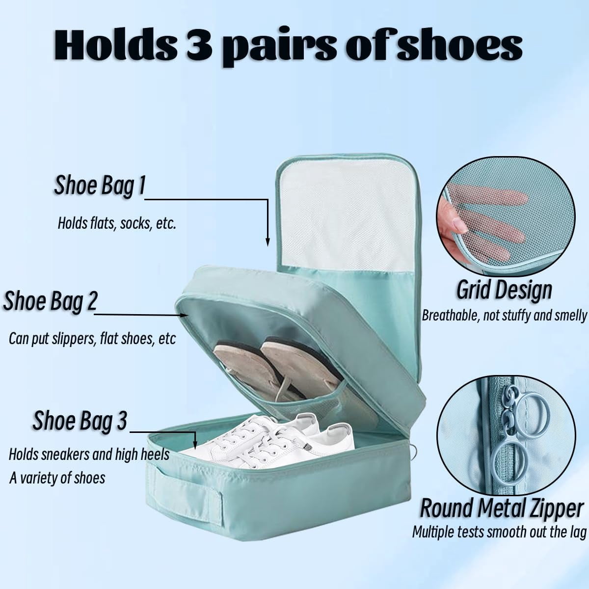 6 PCS Travel Shoe Bag Travel Waterproof Shoe Bag Portable Shoes Bags for Three Pairs of Shoes for Daily Travels, Suitcase (Multiple Colors)