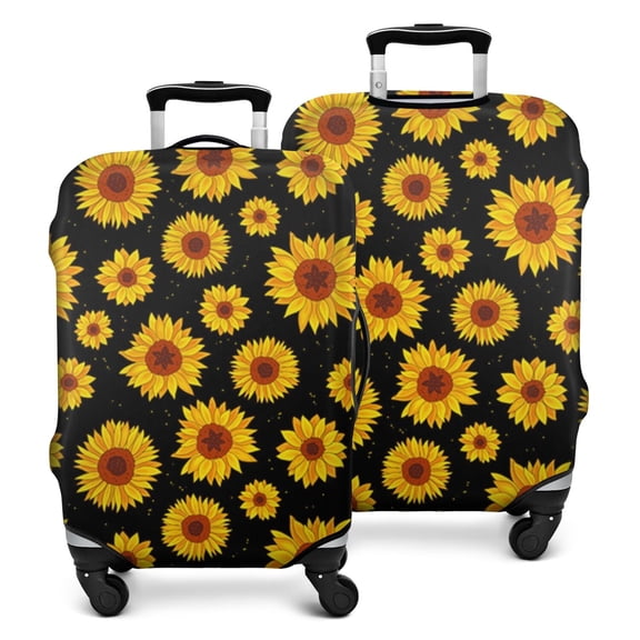 Black Sunflower Pattern Luggage Cover Fashion Suitcase Cover Baggage Covers Fit 25-28 Inch Luggage (Go Travel)