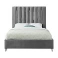 thumbnail image 4 of Homestock Elegant Escape Modern , Contemporary Velvet Upholstered Bed with Deep Channel Tufting and Chrome Accent Design, Low-Profile Bed-Color:Grey,Size:Full, 4 of 10
