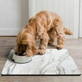 thumbnail image 2 of Pet Food Mat Absobing Durable Dog Water Mat Marble Grey Cat Feeding Mat Dog Water Bowl Mat for Messy Drinker, 2 of 7