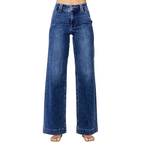 DOKOTOO Jeans for Women High Waisted Wide Leg Jeans Trendy Stretchy Denim Pants with Slanted Pockets Comfort Baggy Straight Leg (Plus Sizes Available)