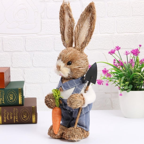 Adornos de conejito de Pascua, lindos accesorios de fotografía de conejo de simulación de paja E Ndcxsfigh Libre de BPA