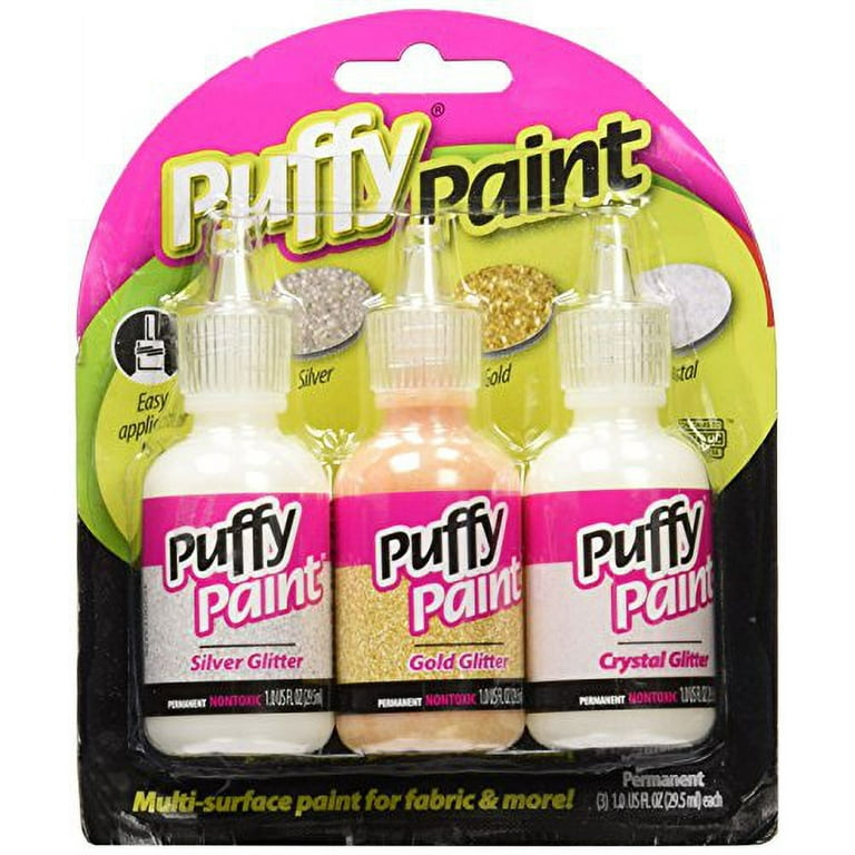 Puffy Paint Silver, Gold, & White 3D Paint Pack, 3 Count