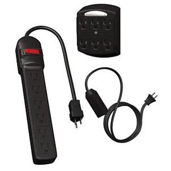 31304 POWER BAR 6 O/LET WALL ADAPTER AND 5FT EXTENSION CORD BLK