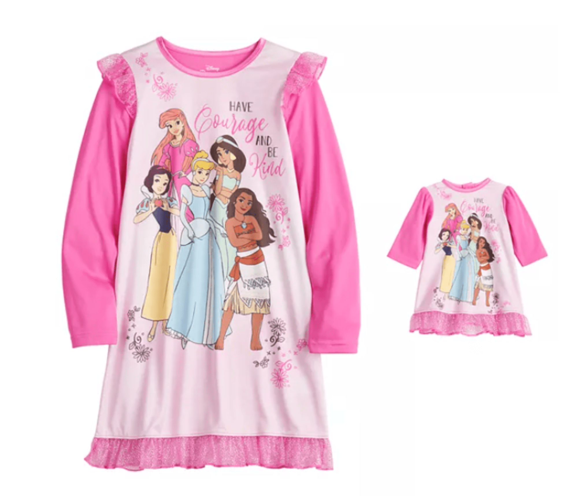 Disney Princess 2pc Pajama Nightgown with Matching Doll Granny Gown for