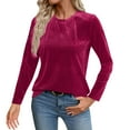thumbnail image 2 of Ounisa Long Sleeve Shirts for Women Casual Fashion Loose Fit Womens Tops Crewneck Basic Pullover Tunics, 2 of 9