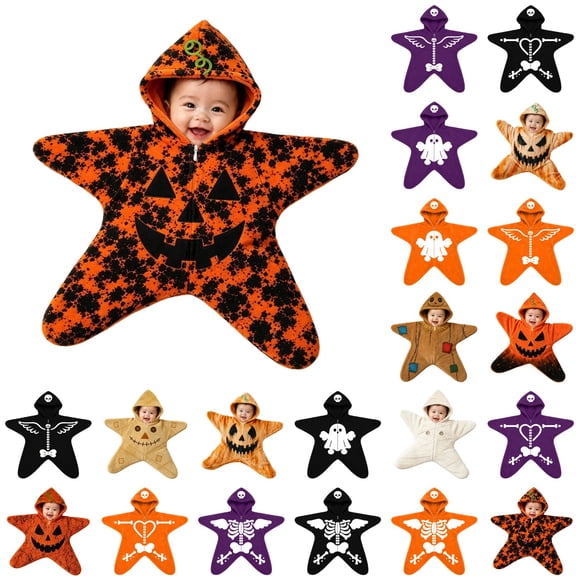 Shadoumai Baby Starfish Halloween Onesie Winter Jumpsuit Newborn Starfish Swaddle Bag Thick Fleece Wearable Starfish Baby Onesie