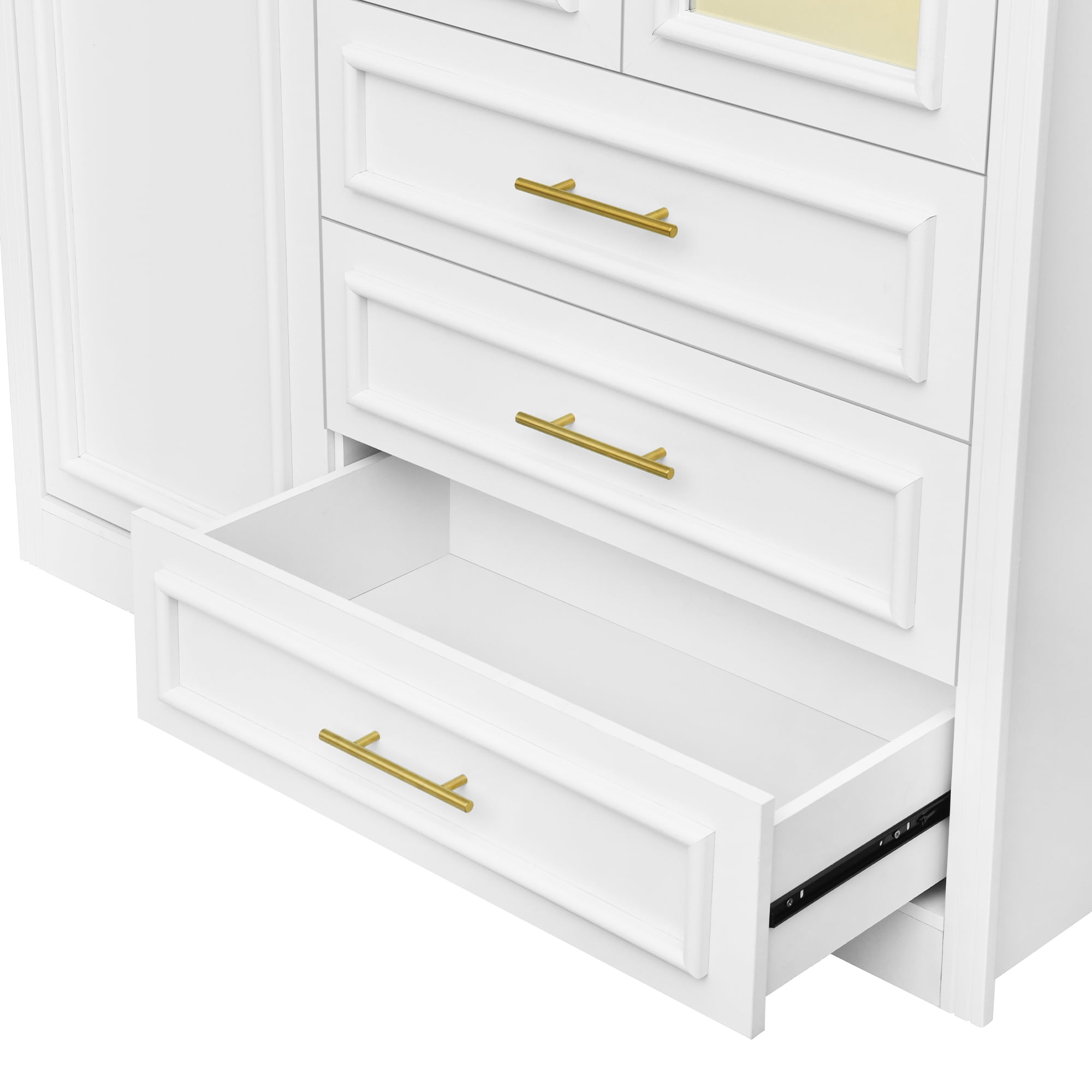 Euroco Modern 6 Door Armoires, Wood Wardrobe with Cabinet and Shelves, White
