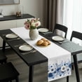 thumbnail image 2 of White Blue Floral Table Runner 48 Inches Long, Elegant Leaves Spring Flowers Kitchen Coffee Dining Table Decoration for Home Party Birthday Wedding Home Decor 13x48 Inches, 2 of 8