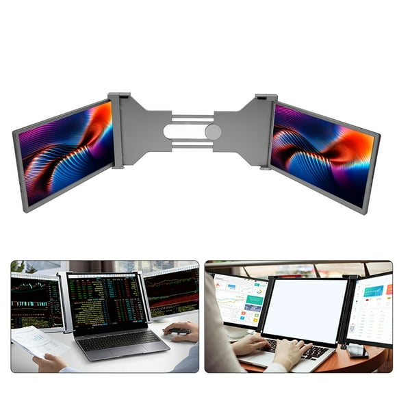 Triple Portable Monitor For Laptop, 14" FHD 1080P IPS Display Extender With USB A USB C Port & Retractable Stand, Plug And Play Laptop Screen Extender For 15" To 17.3" Laptops