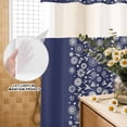 thumbnail image 3 of No Hook Shower Curtain, Japanese Shower Curtains for Bathroom with See Through Top Window, Navy Blue Country Flowers Leaves Aesthetic Waterproof & Washable Bath Curtain Narrow 54"x78", 3 of 9