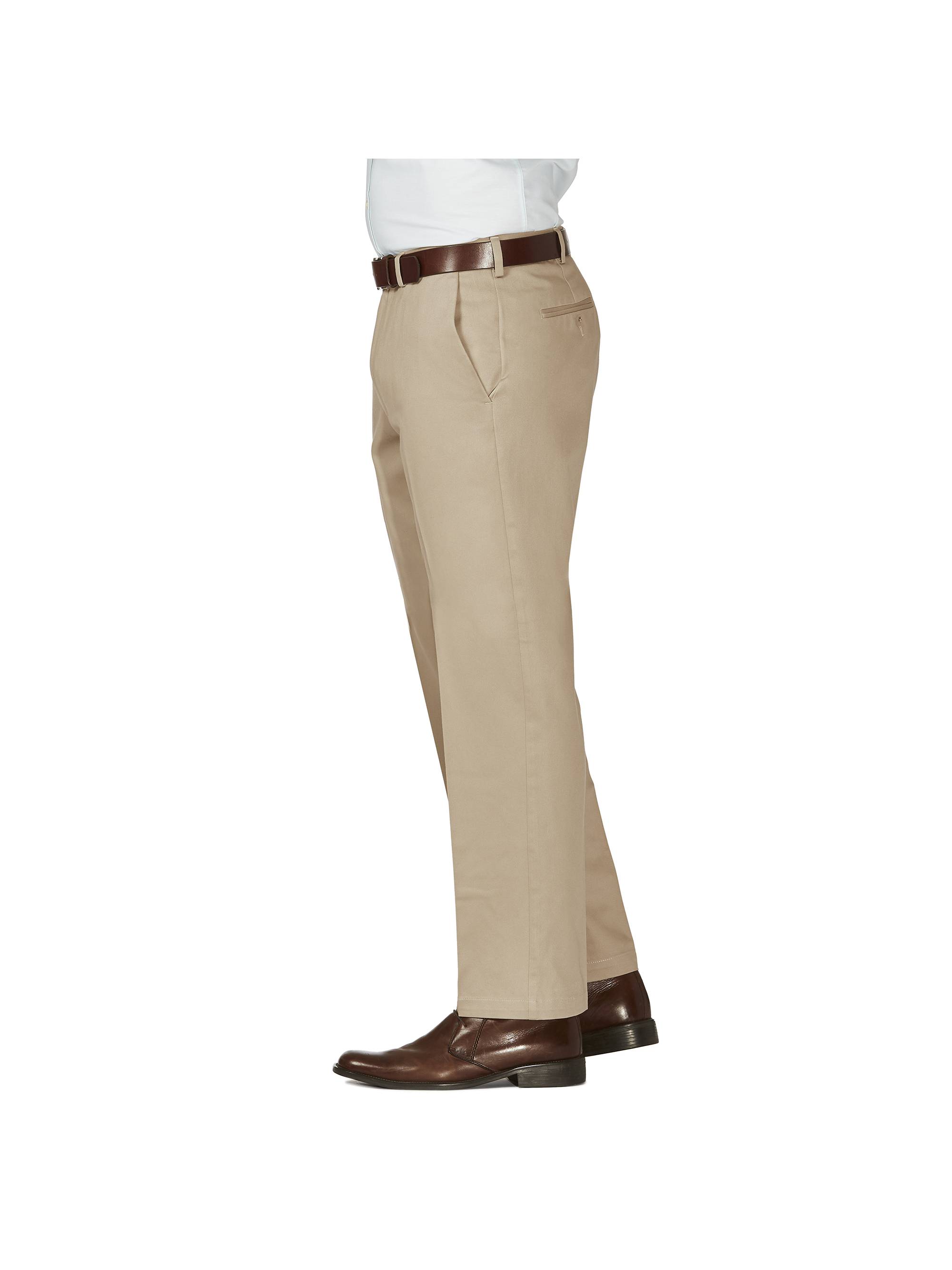 Haggar Men's Work To WeekendÂ® Khaki Flat Front Pant Classic Fit