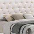 thumbnail image 3 of Lif Platform King Size Bed, Panel Tufted Headboard, Gold Legs, White Velvet, 3 of 5