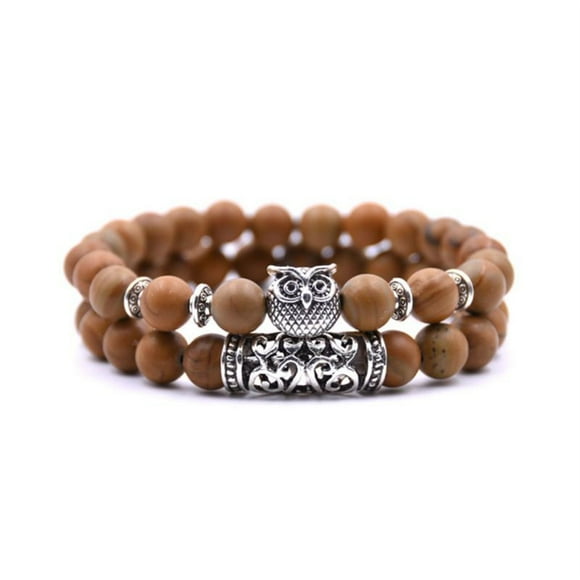 Wentin Bracelets Clearance! Natural Stone Owl Bracelet Natural Stone Owl Beaded Bracelet Volcano Rock Red Pin E Versatile Couple Bracelet