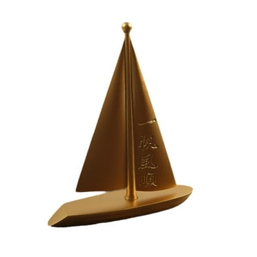 Menolana Boat Figurine Desktop Ornament Collectible Copper Prosperity Sculpture Decorative Statue for Desk Bookshelf Table Centerpiece