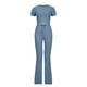 thumbnail image 3 of Traje informal de moda para mujer, Color sólido, alta elasticidad, esculpir el cuerpo, manga corta, pantalones de pierna ancha a rayas, conjunto de dos piezas Pompotops  qwe22709, 3 of 4