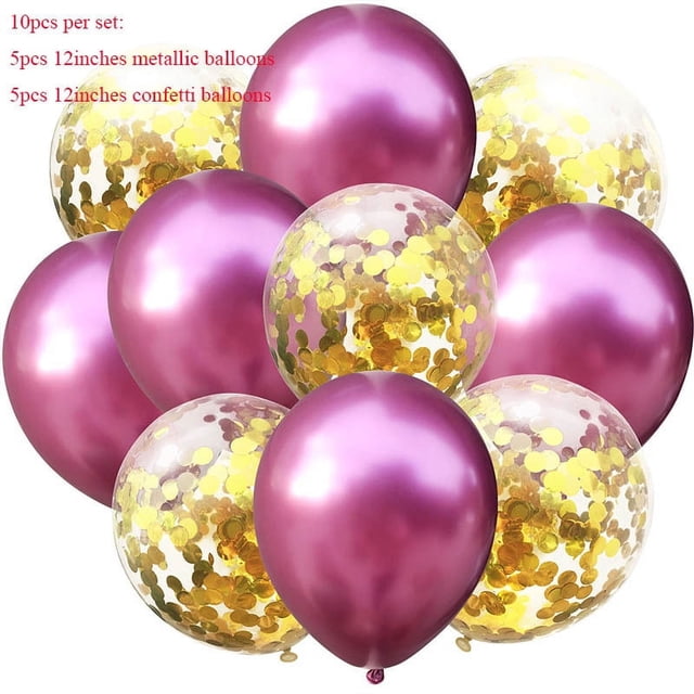 Nvzi 50 globos de confeti rosa y dorado, globos de fiesta de cumpleaños premium de 12 pulgadas, globos a granel para despedida de soltera, decoración de fiesta de graduación
