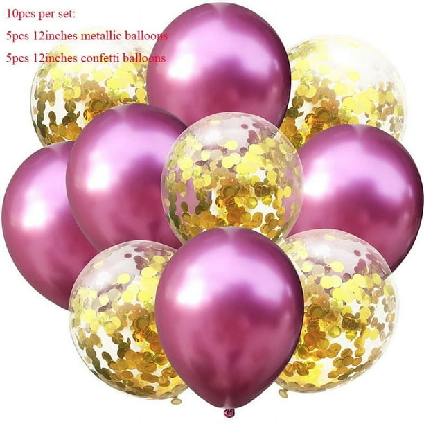Nvzi 50 globos de confeti rosa y dorado, globos de fiesta de cumpleaños premium de 12 pulgadas, globos a granel para despedida de soltera, decoración de fiesta de graduación