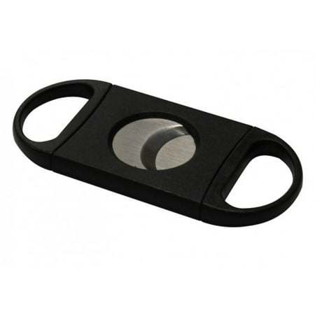 Plastic Guillotine Double Blade Cigar Cutter - 60 Ring Gauge - Black - 1