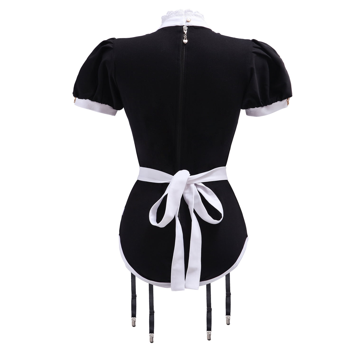 Littleforbig Cotton Romper Onesie Pajamas Bodysuit - Goth Tease Onesie - Maid Suit 3X-Large