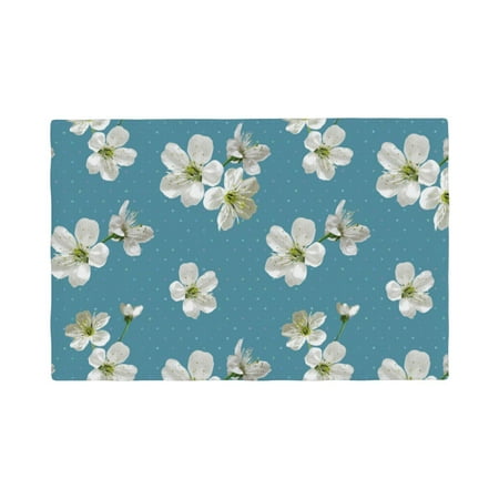 

Table Placemats Set of 6 - white berry blossoms elegant 12x18 In Faux Linen Double Heat Resistant Place Mats Cloth Indoor/Outdoor Placemats Washable Table Mats for Dining Kitchen Party