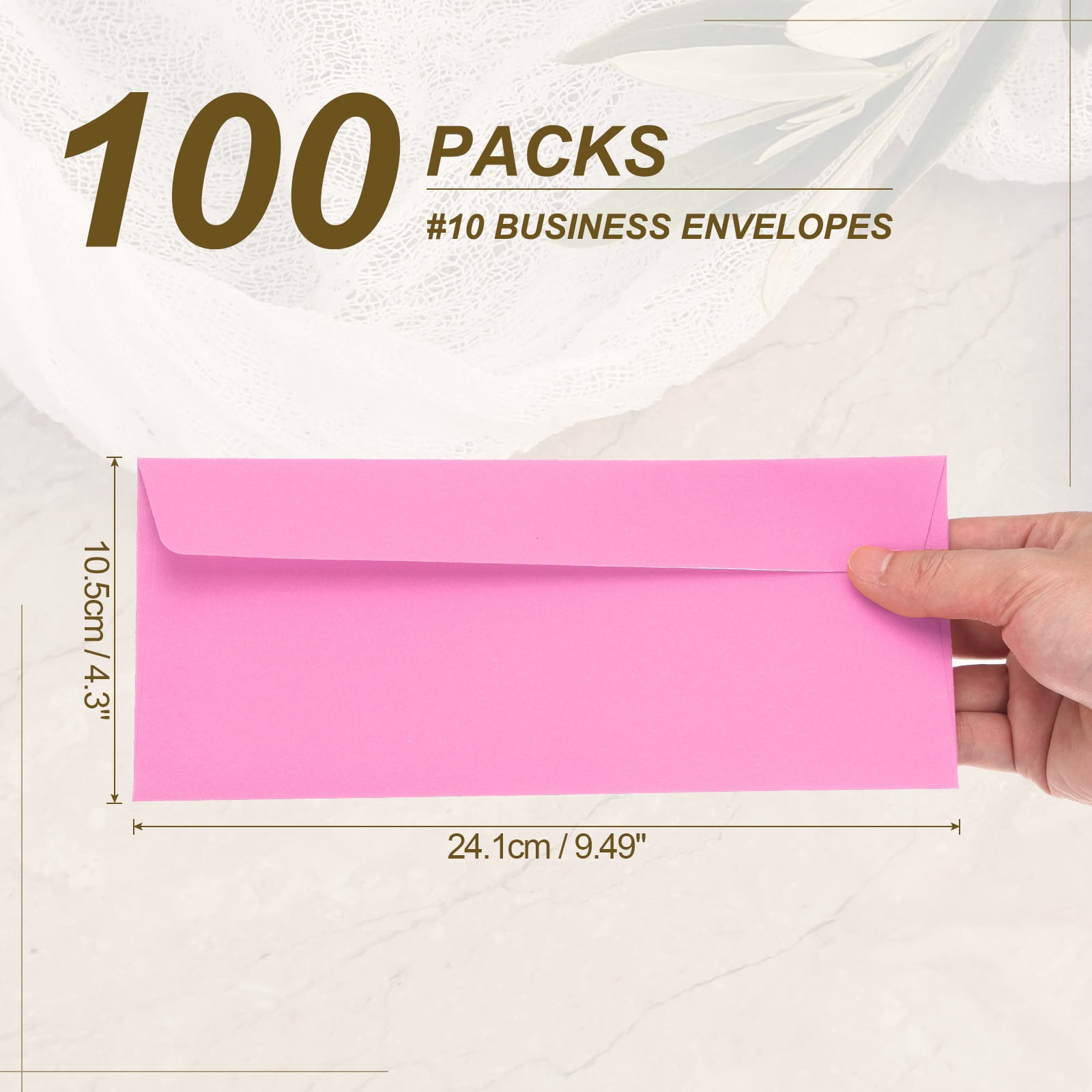 Uxcell 100 Pack Rose #10 Business Envelopes, Colored Self Seal Letter Size
